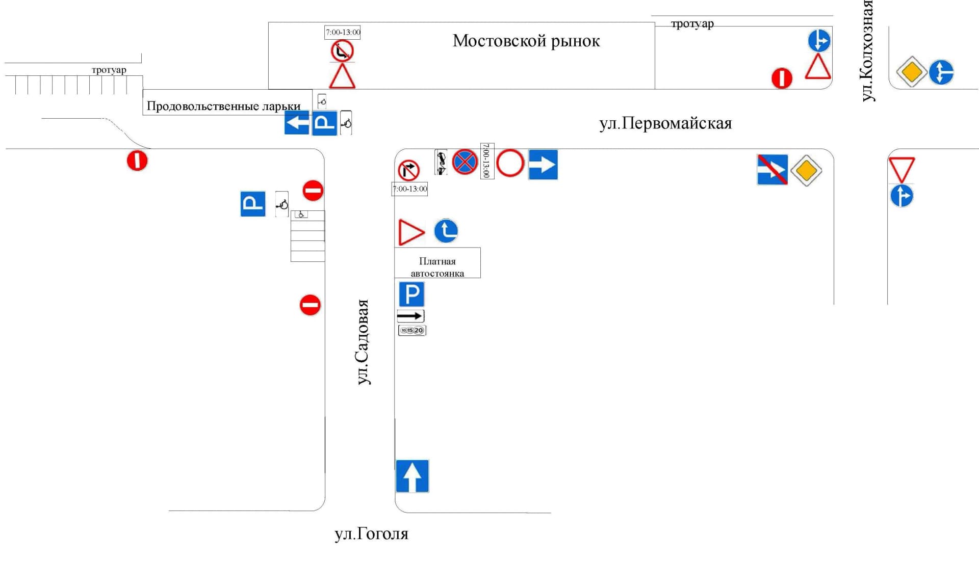 Схема движения возле мостовского рынка